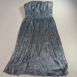 Dress the Population Women’s Medium Silver Metallic Strapless Midi Dress